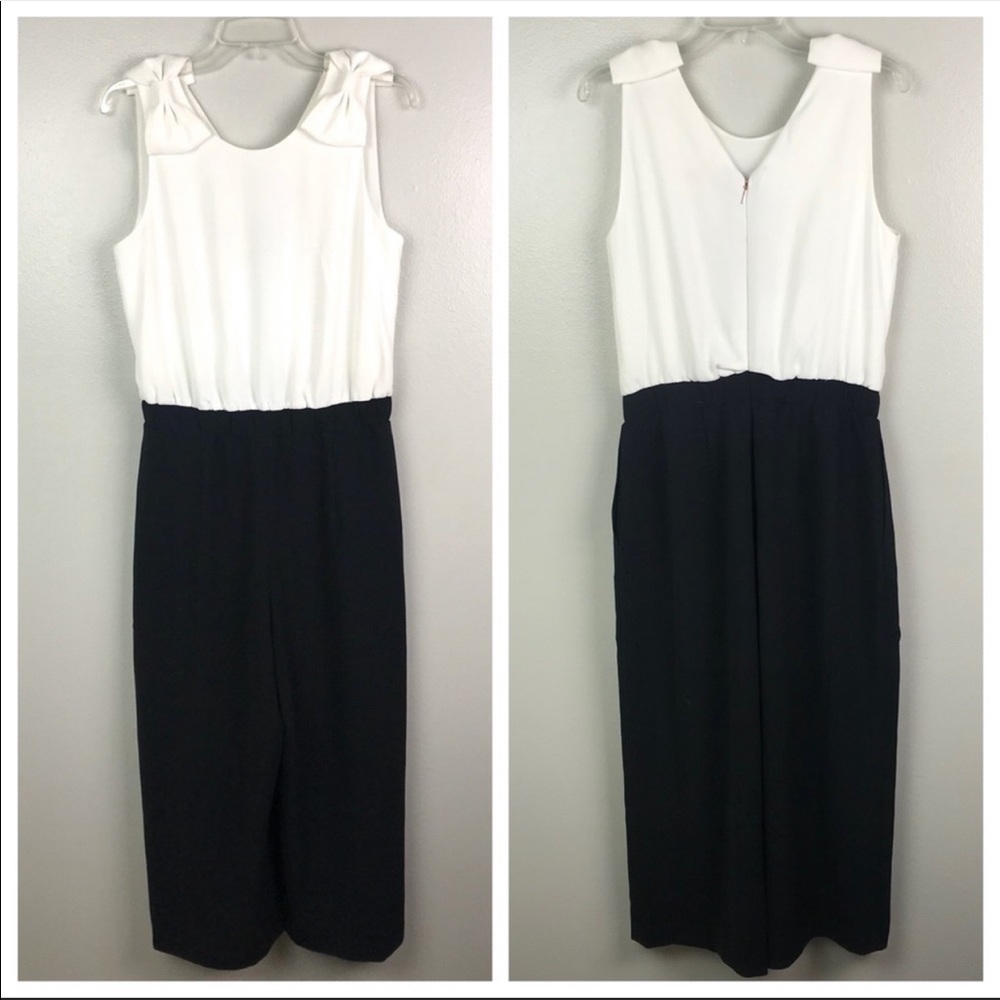 Ted Baker London | White Black Wide Leg Capri Jumpsuit 8